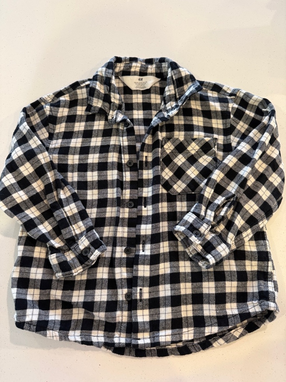 H&M Kids Black and White Plaid Button-Down Shirt